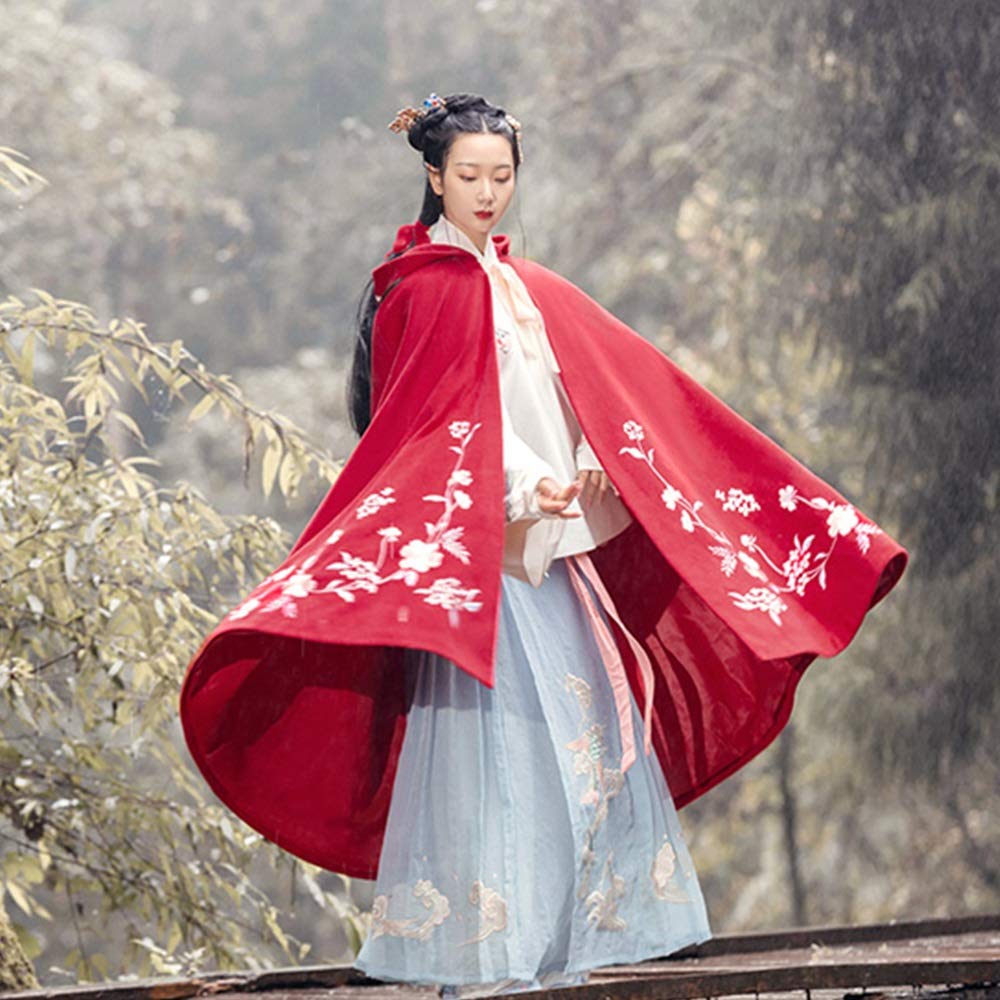 Amazon.co.jp: 中華服 植物柄刺繍ケープハロウィンコスプレ漢服女性
